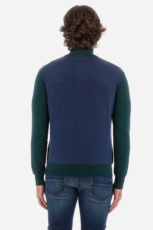 La Martina Cardigan Cardigan Uomo a zip bicolore Blu verde A23-LA MARTINAWMS027YW091-B7412-M - Francavilla Moda